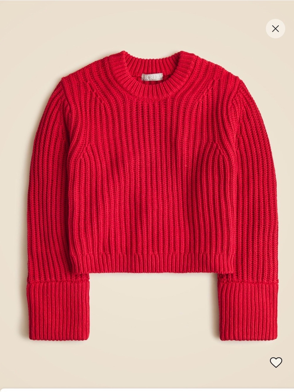 J.Crew Heritage Cotton Fisherman Crewneck Sweater Red Size M